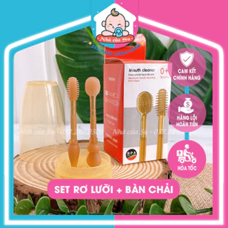 Set rơ lưỡi và bàn chải đánh răng silicon cho bé từ 0-18 tháng Nhà của Su