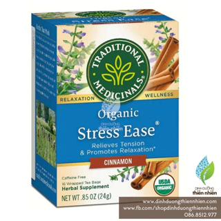 Trà Hữu Cơ Giúp Giảm Căng Thẳng Lo Lắng Traditional Medicinals Organic Stress Ease Tea (Cinnamon, Skullcap, Licorice)