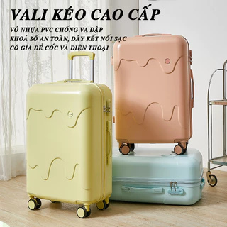 Vali du lịch size cao cấp, khoá kéo vỏ nhựa dẻo chống va đập BẢO HÀNH 5 NĂM