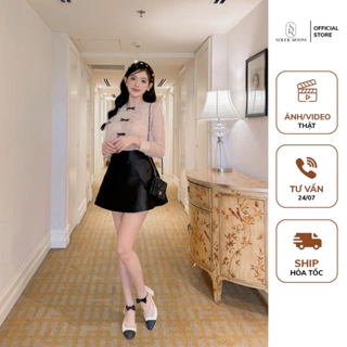 Chân Váy Đen Ngắn Dáng A SOLEIL ROOM Thiết Kế Kén Ong Thanh Lịch Trẻ Trung NINI SKIRT