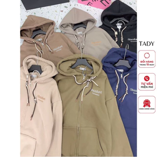 Áo Nỉ Bông Hoodie Zip Form Rộng Tay Bồng Thêu Chữ Stanford Tady Unisex