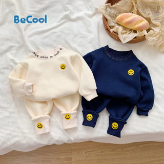 Bộ Nỉ Bông Thêu Mặt Cười Xịn Cực Xinh Và Ấm Cho Bé, Bộ Nỉ Cho Bé Trai Bé Gái - LILA KIDS