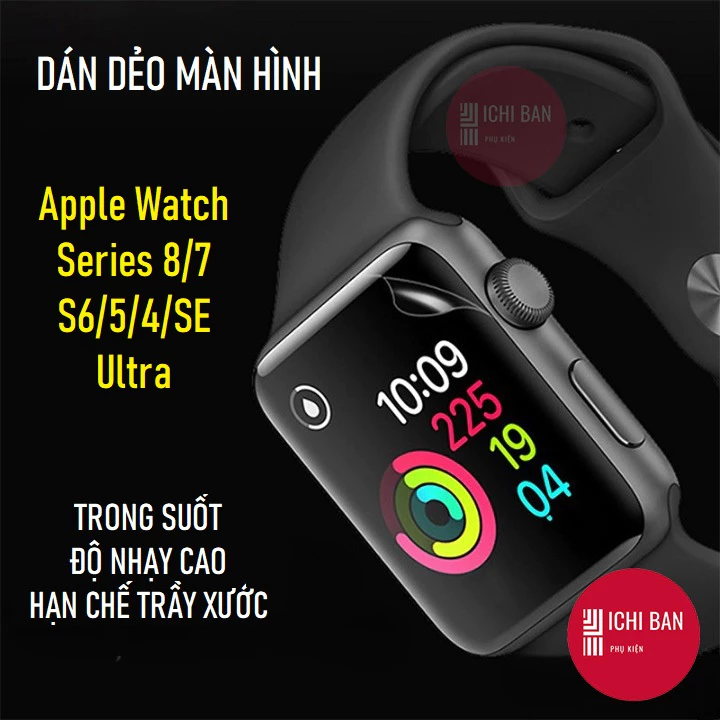 Miếng Dán Dẻo Trong Suốt Apple Watch Chống Xước Size 40 41 44 49 45mm, Series 8/ 7/ SE/ 6/ 5/ 4 AW Ultra Bảo Vệ Màn Hình