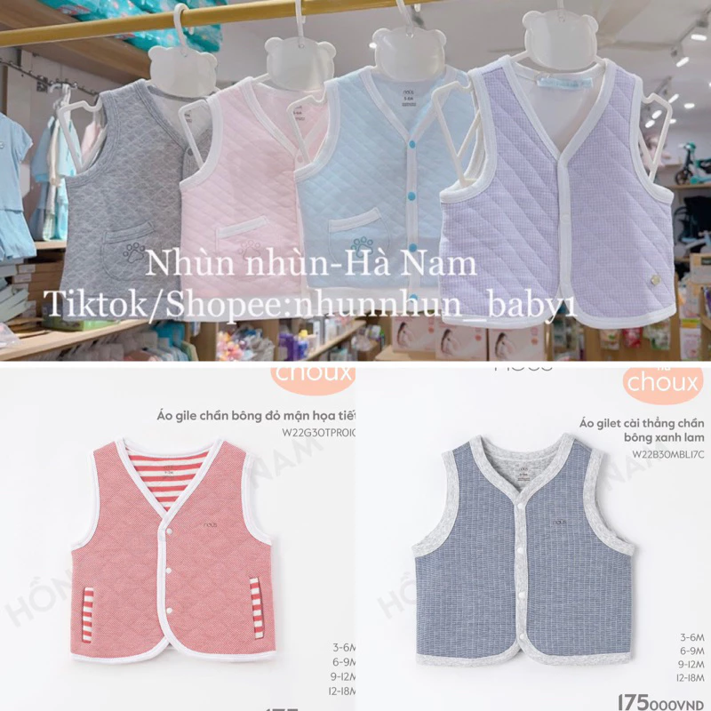 (Nhùn nhùn)Gile trần bông mỏng Nous size 3-6m đến 12-18m