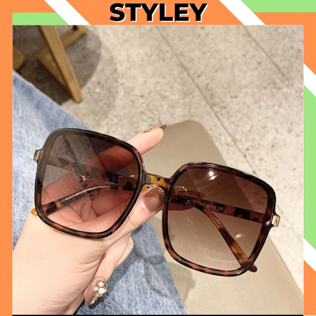 Kính râm nam nữ form vuông to phong cách hàn quốc dễ thương, Kính mát chống tia UV Styley K023