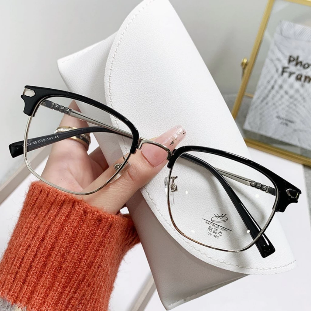 Gọng kính cận nam nữ cao cấp chống ánh sáng xanh, Kính mát nửa gọng không độ thời trang cao cấp K021