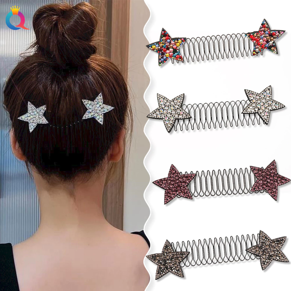 Kẹp Tóc Xược Đính Sao Kim Tuyến Đính Đá Handmade Cho Bạn Gái