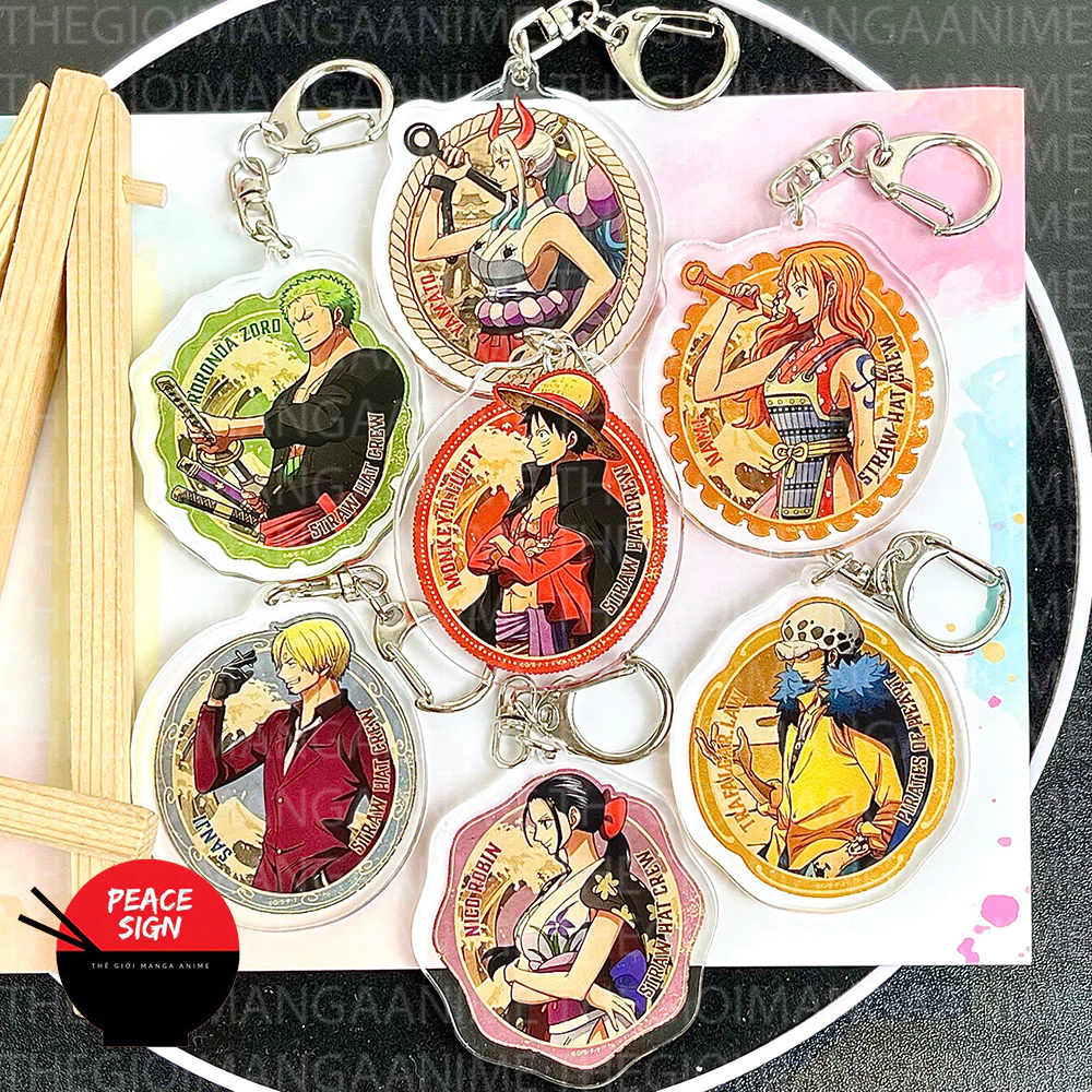 Móc khóa ONE PIECE ĐẢO HẢI TẶC ver OVAL in hình anime chibi mica trong acrylic dễ thương zoro sanji luffy nami law