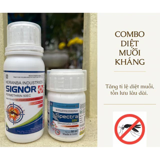 [Combo diệt muỗi kháng] Signor Permethrin 50EC 100ml, Spectra 10SC 50ml, nhập khẩu Ấn Độ, diệt muỗi kháng