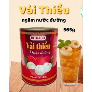 Vải thiều Thanh Hà đóng lon Bitraco 565gram. Vải ngâm nước đường Loại 1