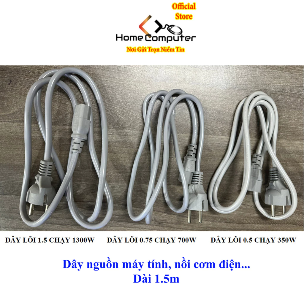 Dây nguồn nồi cơm điện, nồi lẩu mini, PC 1300W dài 1.5m, chịu nhiệt cao 10-16A / 240V, dây lõi đồng