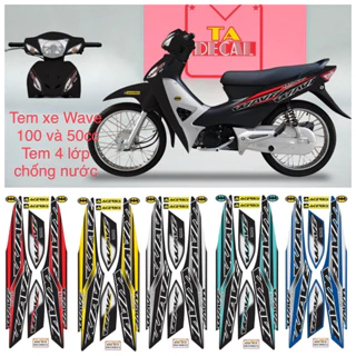 (Nhiều mẫu màu)Tem rời xe wave 100 và 50cc mẫu tia sét,tem 4 lớp chống nước