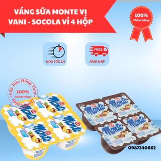 Váng Sữa MONTE vị Vani - Socola vỉ 4 hộp