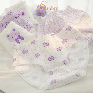 Quần Lót Nữ Cotton Hoạ Tiết Gấu Tím Co Dãn 4D SUNBRA Q22