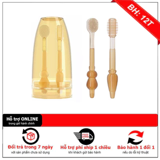 Set rơ lưỡi và bàn chải đánh răng silicon cho bé từ 0 - 18 tháng ( 2 chi tiết )