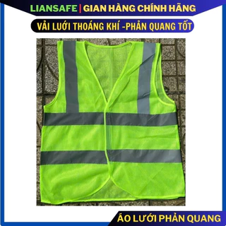 Áo lưới phản quang bảo hộ lao động - Áo lưới kỹ sư, công nhân, công trường, công trình xây dựng APQ01 màu xanh chuối