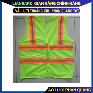 Áo lưới phản quang bảo hộ lao động APQ03 - Áo lưới kỹ sư, công nhân, công trường, công trình xây dựng, màu Xanh chuối