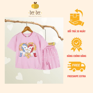 Bộ thun cotton bé gái có size từ 11 - 35 kg, in hoạ tiết ngộ nghĩnh, chất liệu cotton 4 chiều.