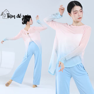 Áo múa cổ trang tà cánh gián, màu sắc ombre dễ phối đồ