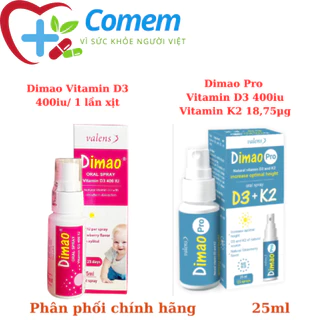 Vitamin D3 400IU và K2 Dimao Pro Dạng Xịt, Hàng Nhập Khẩu Châu Âu, Hương Dâu, Hiệu Quả Và Hấp Thu Tốt- 25ml