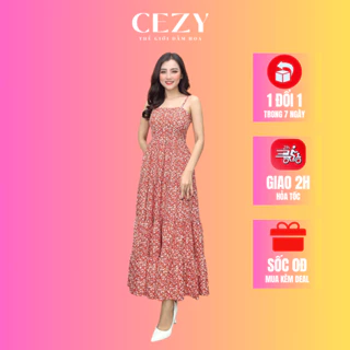 Đầm maxi đi biển 2 dây hoa nhí có size bigsize CEZY D88