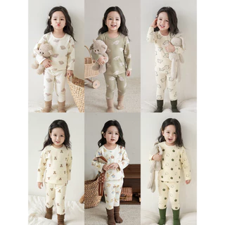 Size (10-23kg) Bộ quần áo thu đông cotton nỉ bông co giãn 4 chiều mềm mại cho bé trai, bé gái phong cách Hàn Quốc