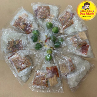 (10 bịch)Bánh tráng vò phơi sương ớt rim  mỡ  hành ,hành phi , hành phi con ruốc , dầu tỏi , dầu ớt , muối nhuyễn.