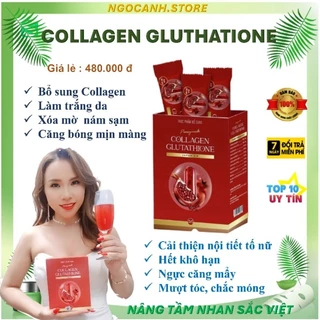 Liệu trình 5 hộp (300.000mg) Collagen glutathione Plus lựu đỏ (collagen 60.000mg/1h 20 gói)