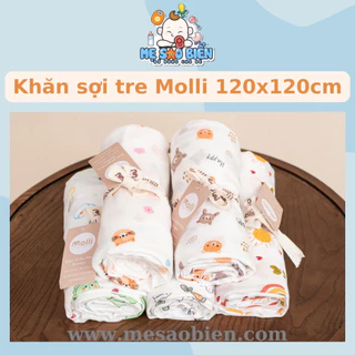 Khăn sợi tre đa năng Molli lau quấn bé kích thước 120x120 cm