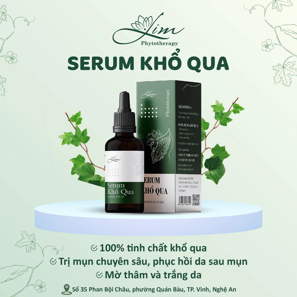 Serum Khổ Qua, mướp đắng handmade Lim - giảm mụn, sáng da, chăm sóc da mặt