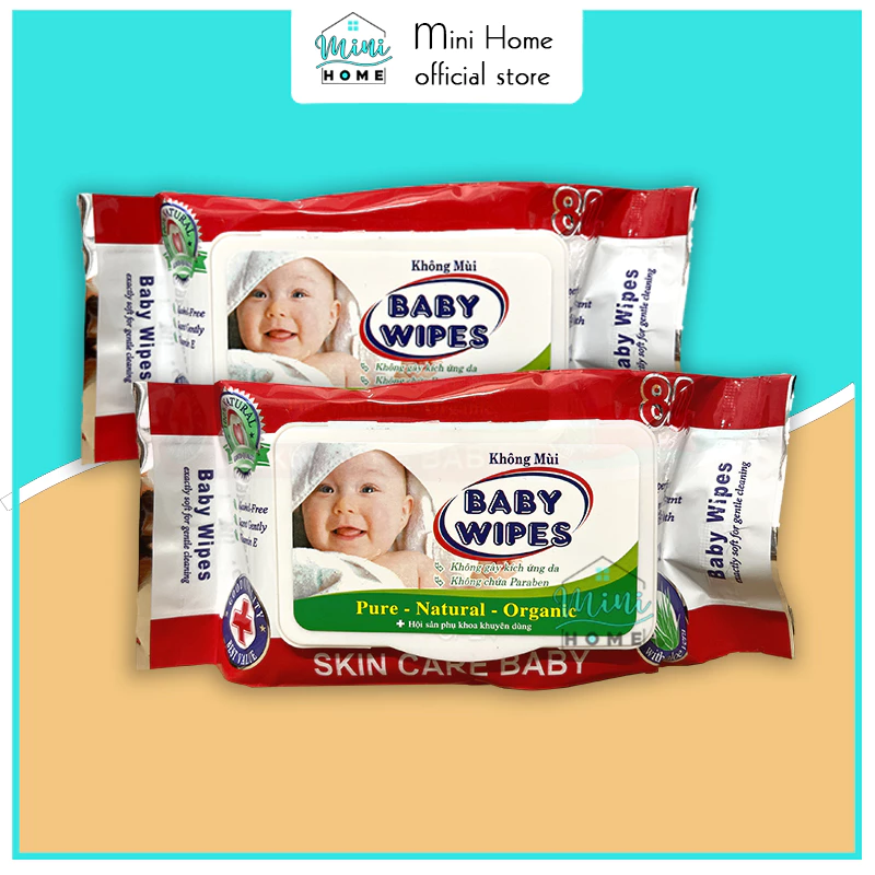 Khăn ướt Baby Wipes 80g - Không mùi - Mini Home