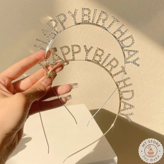 Cài tóc Happy Birthday, bờm tóc sinh nhật đính đá lấp lánh