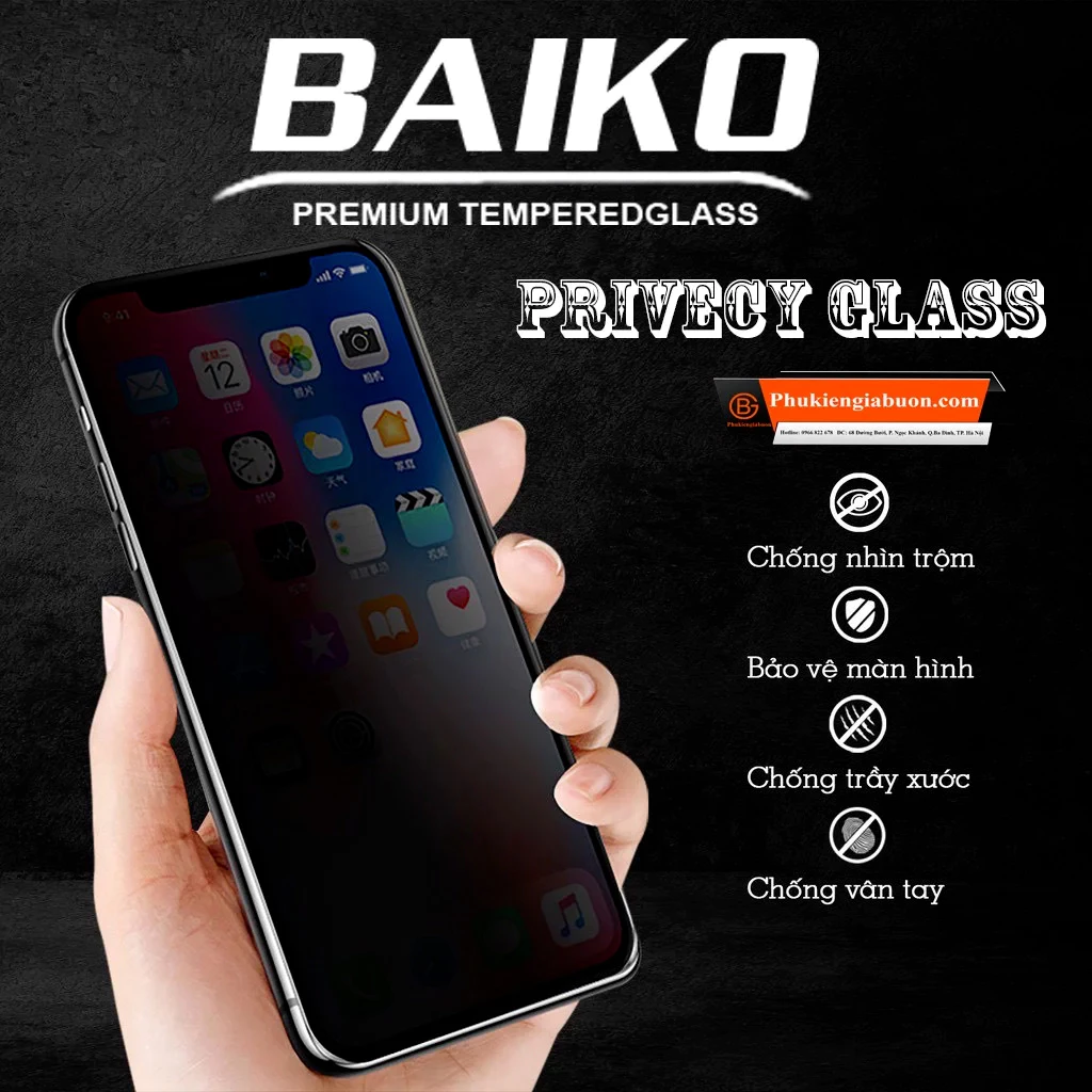 Cường lực Xiaomi Chống nhìn trộm Baiko Redmi K60 K50 Gaming Mi 12T K40 K30 Pro 9A 9c Note 12 Note 11 Note 10[BK CNT]