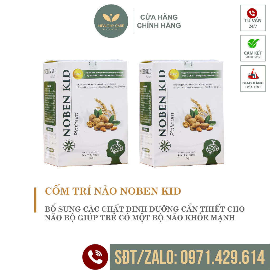 Combo 2 NOBEN KID Cốm Trí Não [CHÍNH HÃNG] - Giúp Bé Thông Minh, Tăng Khả Năng Ghi Nhớ, Phát Triển Trí Não