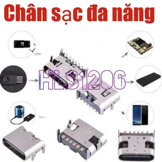 chân sạc Type-C 6P SMD sạc nhanh QC