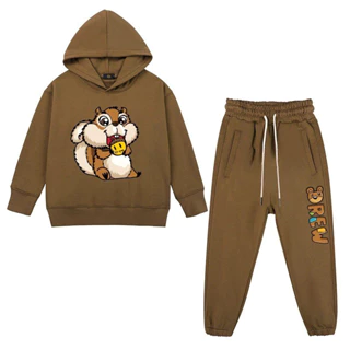 Set bộ nỉ hoodie sóc nâu hàng cao cấp cho bé trai bé gái size từ 20-50 cân