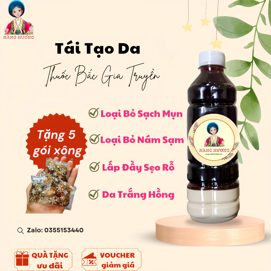 Thảo Dược Tái Tạo Da Loại Bỏ Mụn, Nám, Tàn Nhang, Thâm, Rỗ 480ml