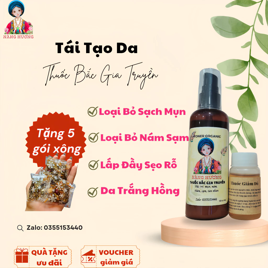 Thảo Dược Tái Tạo Da Loại Bỏ Mụn, Nám, Tàn Nhang, Thâm, Rỗ 100ml