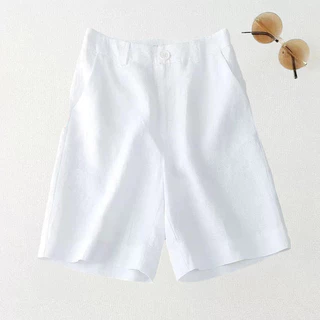 Quần đùi ống rộng linen premium cao cấp, cạp thun ngang eo - Linen Short