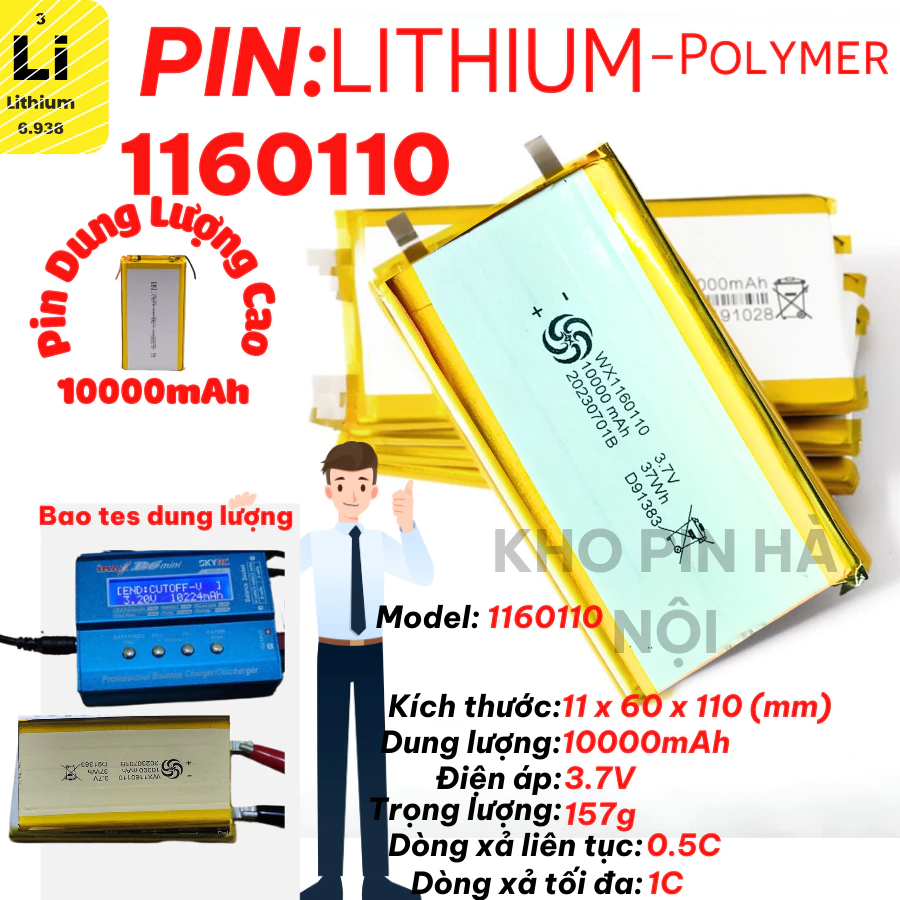 COMBO 2 Pin Li-Po 3.7V 10000mAh 1260110  Polyme dung lượng cao tích điện lâu dùng chon dự phòng, Loa Bluetooth