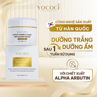 Kem dưỡng trắng da mặt ngày đêm Yococi dưỡng ẩm, sáng da, mờ thâm, ngừa lão hoá White Perfect Face Cream Day Night 20g