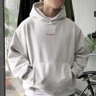 ÁO HODDIE BASIC UNISEX "SMALL" LOGO MÀU XÁM FORM BOXY | ALEKSTUDIO