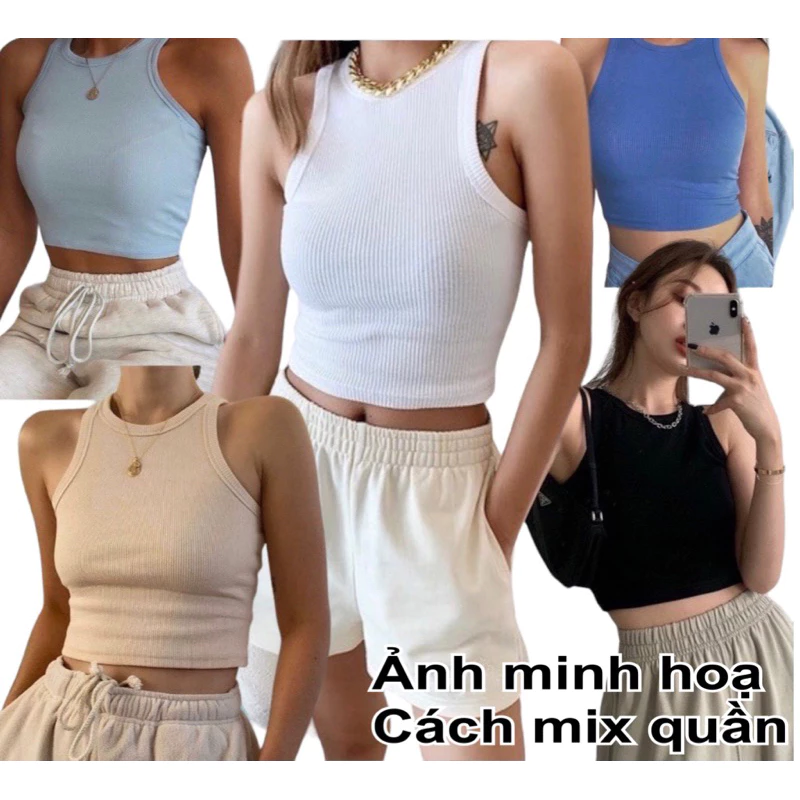 Áo CropTop Thun Gân 2lop 90 Degree Xịn