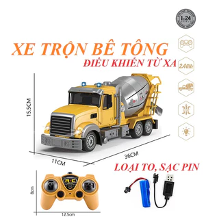 Xe trộn bê tông điều khiển từ xa tỉ lệ 1:24, loại to sạc pin 6 chức năng giao hàng tận nơi trên toàn quốc