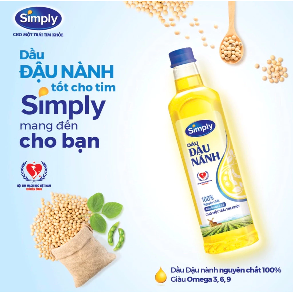 Dầu đậu nành Simply 1L, Dầu ăn Neptune 1L