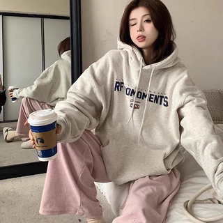 Áo Hoodie Nỉ In Chữ RETROMOMENTS Form Rộng Mũ Trùm Vải Nỉ Cotton Cao Cấp