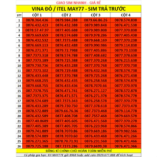 Sim 4G VINAPHONE /ITEL  - SIM SỐ ĐẸP, SIM VINA/ ITEL MAY77  - ĐỒNG GIÁ 299K  - ĐĂNG KÝ CHÍNH CHỦ