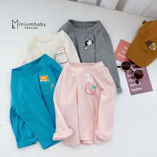 Áo thu đông cho bé chất vải cotton mềm mịn chống nấm mốc, in hình động vật đáng yêu Miniumbabyfashion A1663