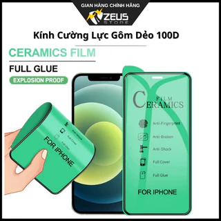 Kính cường iphone lực gốm dẻo 100D, siêu mỏng, siêu dẻo 6plus/6/7/7plus/8/8plus/x/xs/xs max/11/11 pro/11 promax- Fullbox