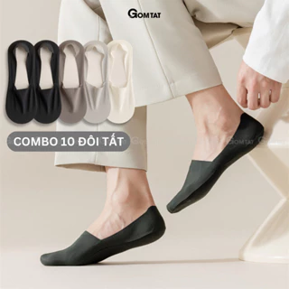Combo 10 đôi tất vớ lười nam GOMTAT có đệm silicon chống tuột gót, chất liệu êm chân, khử mùi - TATLUA-UYE-7010-CB10